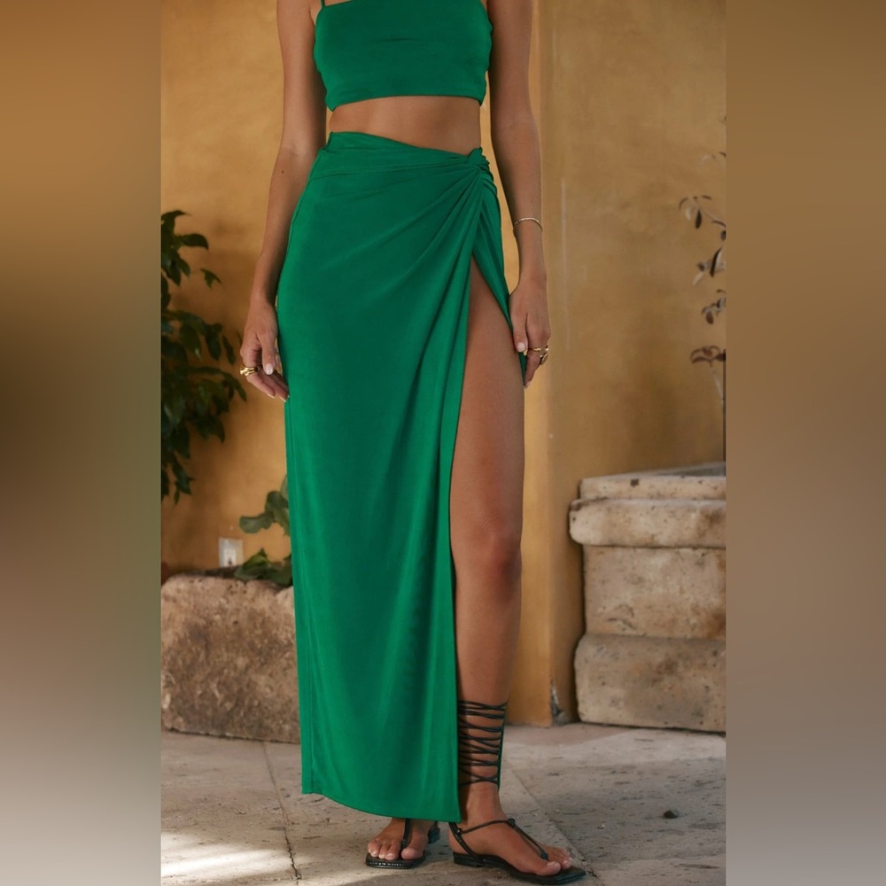 12th Tribe Emerald Skirt with Knot Detail